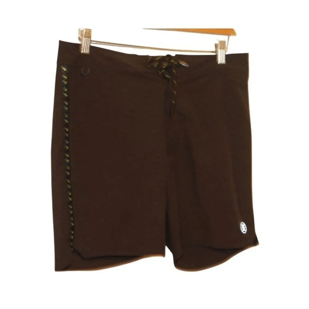 Roark The Passage Boardshorts Mens Brown Chevron Stripe Surf Shorts EUC